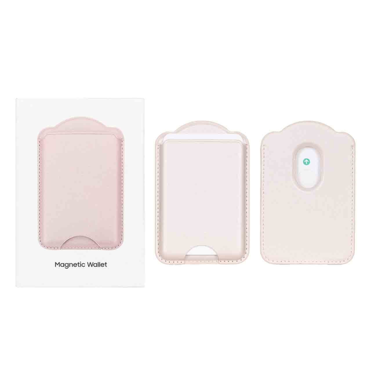 جاکارتی چرمی Magsafe اپل Magnetic Wallet - صورتی چرک (پک دار)